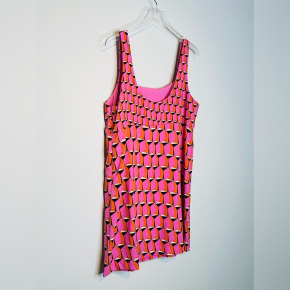 Diane Von Furstenberg Target Modern Geo Pink Print Shift Mini Dress Size 16 - Picture 7 of 12